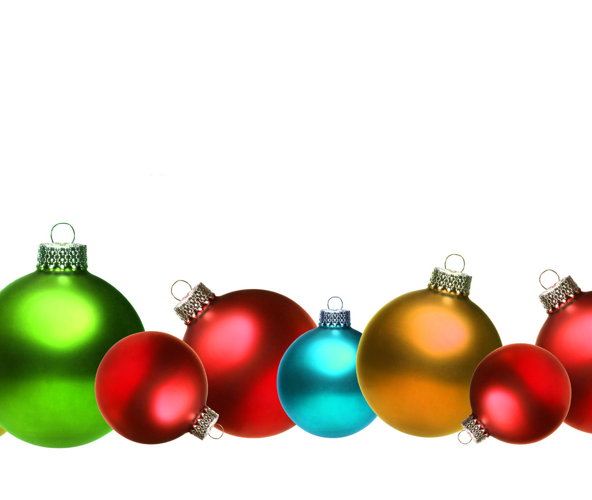 Colored christmas glass balls isolated on white background